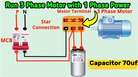 How To Run 3 Phase Motor With 1 Phase Power Using Capacitor Youtube