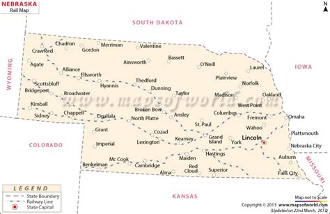 Nebraska Railroad Map Map Of Nebraska Railroad