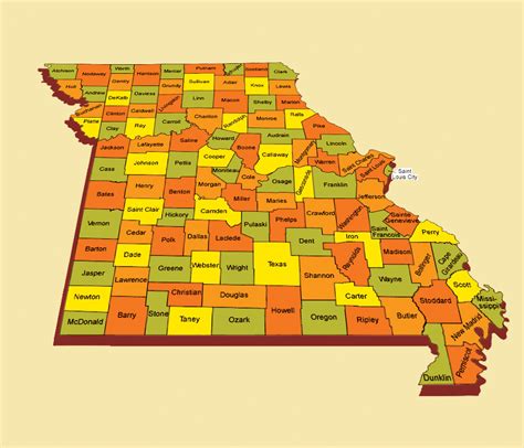 Missouri County Map Region County Map Regional City
