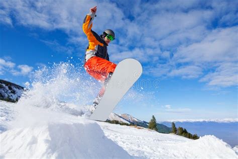 Snowboarder Jumping Stock Photo Image Of Cold Speed Mountain 83404