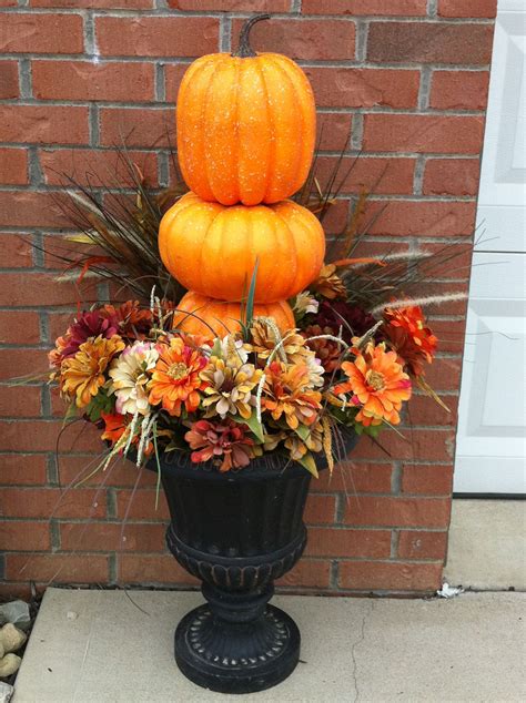 Simple Outdoor Urns Fall Decor Outside Fall Decorations