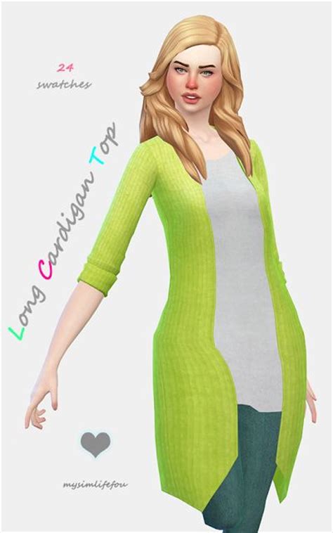 Sims 4 Ccs The Best Long Cardigan Top For Females By Mysimlifefou