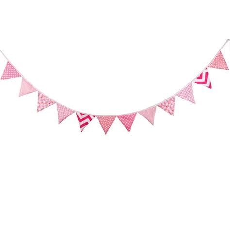 32m 12flags Pink Wedding Decoration Cotton Fabric Bunting Pennant Flag