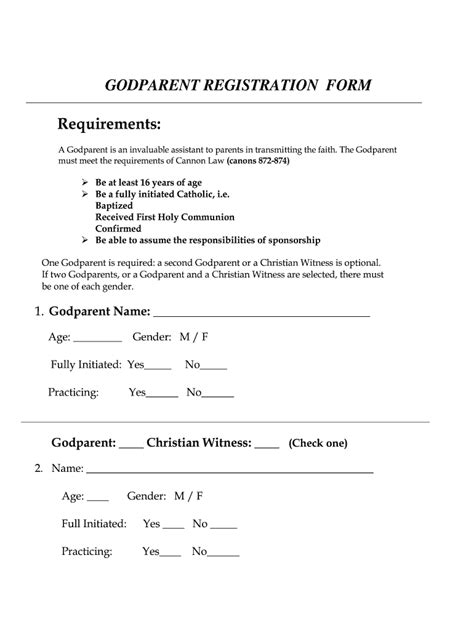 Godparent Application Form Fill Online Printable Fillable Blank
