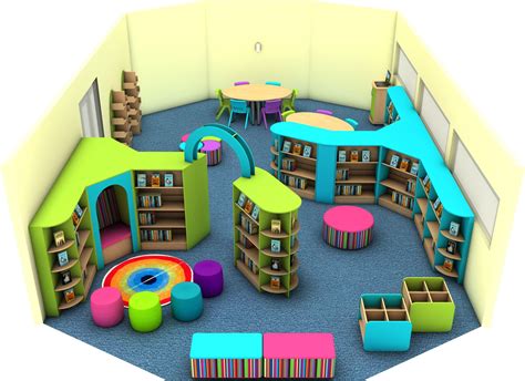 Bright And Colourful Primary School Library Design Daycare Design