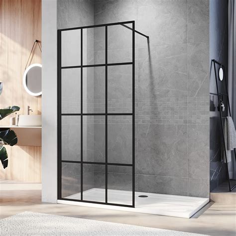 Buy Elegant Walk In Black Shower Screen For Wet Room 8mm Safety Tempered Glass Screen Panel