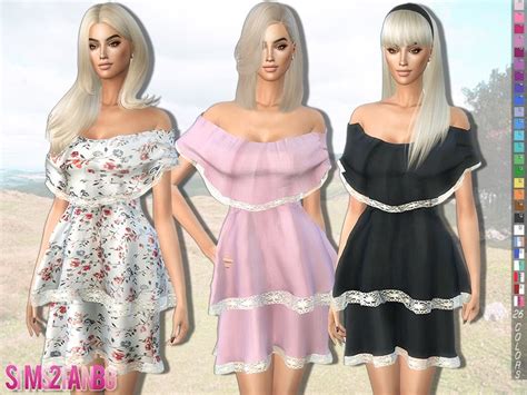 279 Bare Shoulder Layered Dress Found In Tsr Category Sims 4