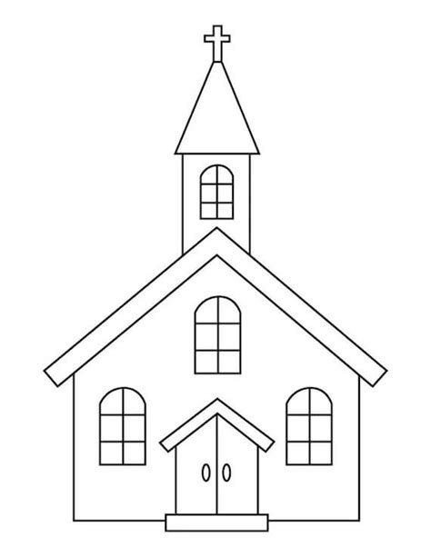 Iglesia Sencilla Para Colorear Imprimir E Dibujar Coloringonlycom