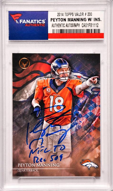 1998 upper deck constant threat peyton manning indianapolis colts #ct2 football card for sale online | ebay. Autographed Peyton Manning Broncos Football Card Item ...