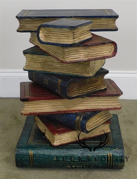 Stacked Books Hand Painted Pair Side Tables Bucks County Estate Traders