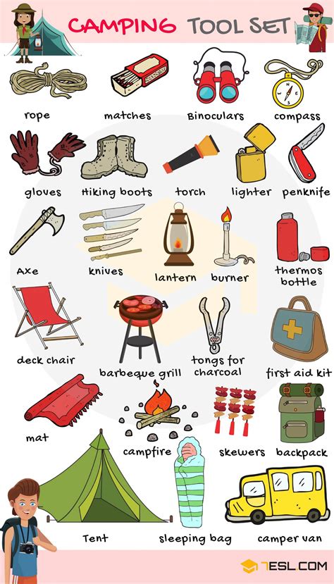 Camping Checklist Useful Camping List With Pictures 7esl English