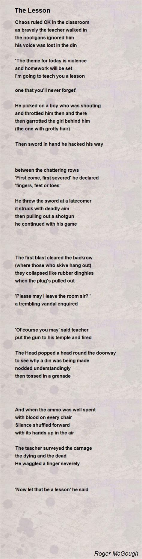 The Lesson The Lesson Poem By Roger Mcgough Lesson Poems Roger
