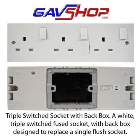 Triple Uk Mains 13a Switched Socket Conversion Kit With Back Box
