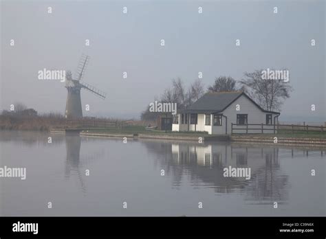 Early Morning Mist On The Norfolk Broads Stock Photo Alamy