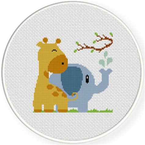 Create a scene with our range of picture perfect cross stitch kits. Giraffe With Elephant Cross Stitch Pattern - Daily Cross ...