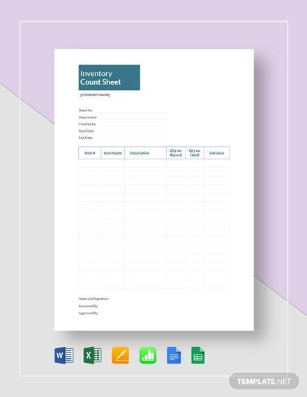 Inventory Count Sheet Template 8 Free Word Pdf Documents Download