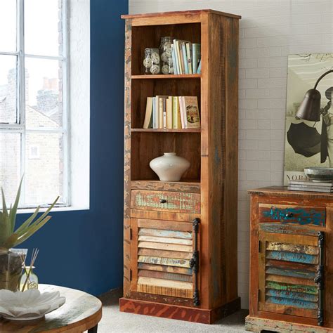 Narrow Reclaimed Wood Bookcase By Indian Hub Fy