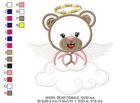 Angel Embroidery Designs Teddy Bear Embroidery Design Etsy