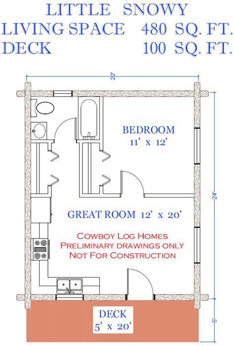 Little Snowy Plan 480 Sq Ft Cowboy Log Homes