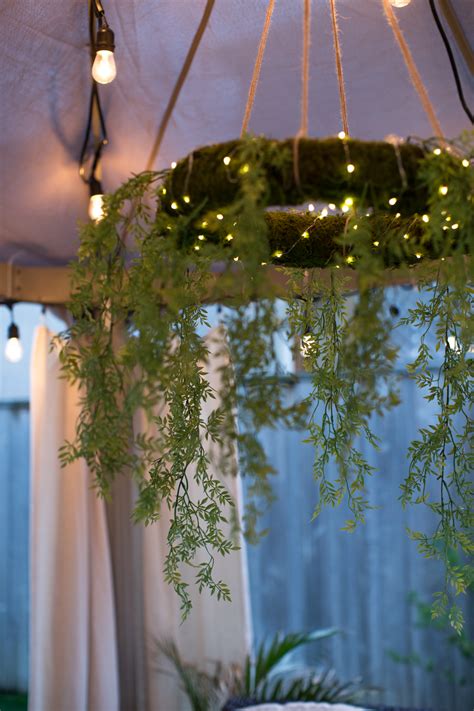 Blog post with list of materials and full written instructions: Moss Chandelier Wreath DIY