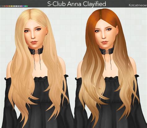 Kot Cat S Club Anna Hair Clayified Sims 4 Hairs Sims 4 Sims Hair