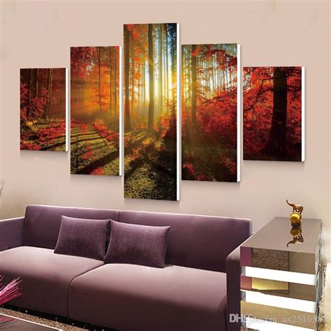 Diy wall decor ideas that are cheap & easy! 2019 Forest Painting 5p Canvas Wall Art Picture Home ...