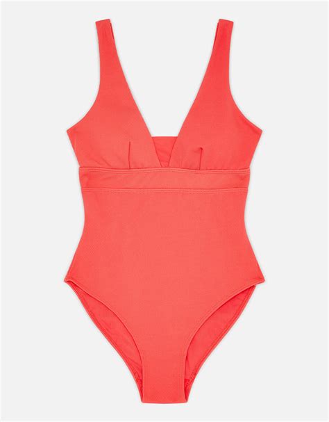 Lexi Ribbed Shaping Swimsuit Red Swimsuits Accessorize Uk