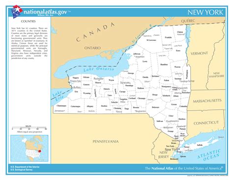 New York State Counties W Cities Laminated Wall Map Us