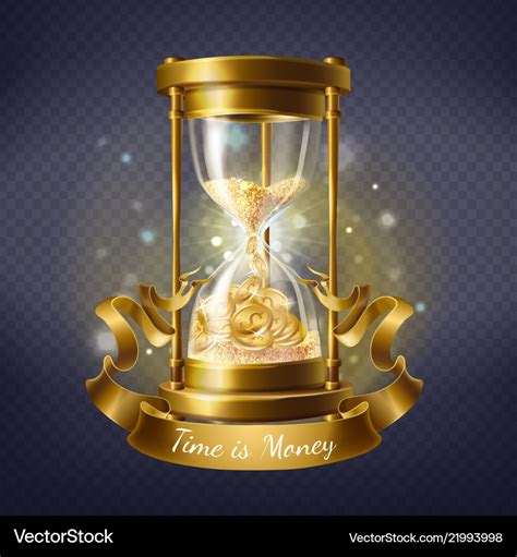 Hourglass With Gold Coins Time Is Money Royalty Free Vector