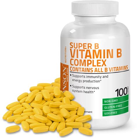 Bronson Vitamin B Complex Vitamin B1 B2 B3 B6 B9 Folic Acid B12 100 Tablets Walmart
