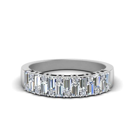 Effy 14k yellow gold baguette & round diamond band. Vintage Baguette Diamond Wedding Band In 14K White Gold ...