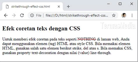 Kamu juga bisa menuliskan nilai offset negatif untuk membuat bayangan… Membuat Efek Coretan Pada Teks (Strikethrough) Dengan CSS
