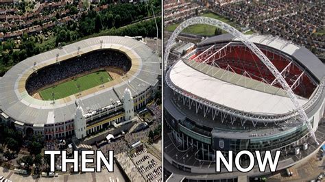 10 English Stadiums Then And Now Ft Wembley Old Trafford Anfield