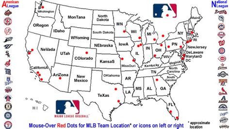 Mlb Team Locations Major League Baseball Where Teams Play
