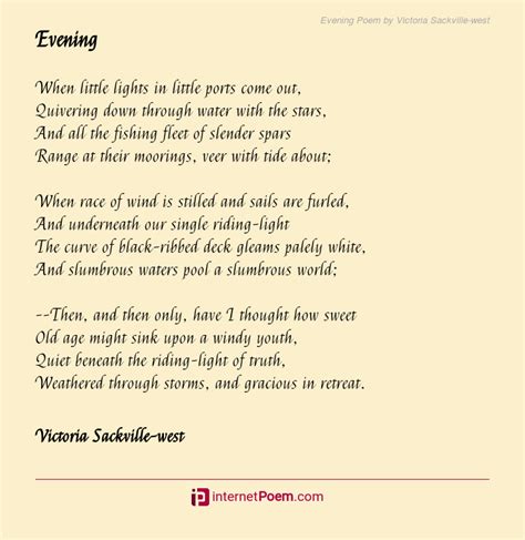 Evening Poem By Victoria Sackville West