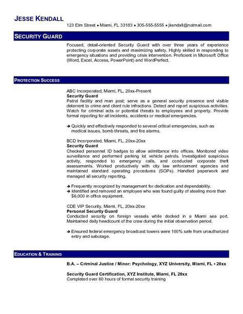 Resumes of security guards display responsibilities such as reporting vandalism, presence of unauthorized persons. Best Security Guard Resume Sample 2019 | Resume Samples 2019