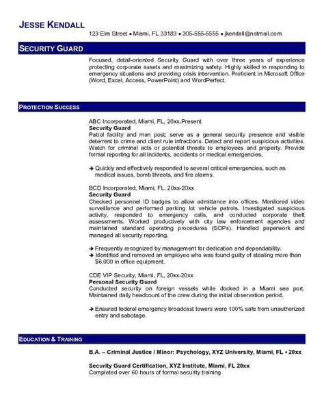 Since the most important responsibility of a security guard is to secure the premise, persons and objects from any illegal actions, the client will expect applicants to have a solid track record of professionalism and competency. Best Security Guard Resume Sample 2019 | Resume Samples 2019