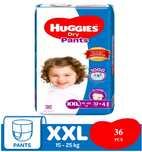 Huggies Dry Pants Xxl 36 X 1 Packs 36 Pcs Baby Diapers Lampin Bayi