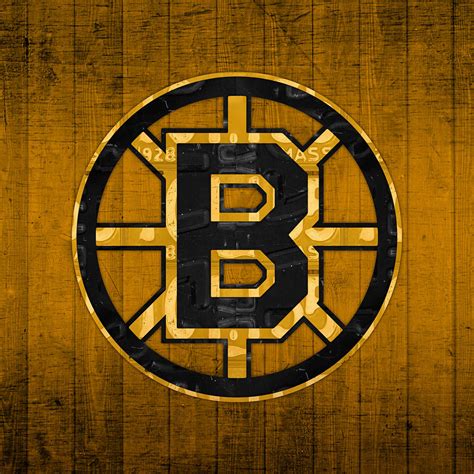 Boston Bruins Hockey Team Retro Logo Vintage Recycled Massachusetts License Plate Art Mixed
