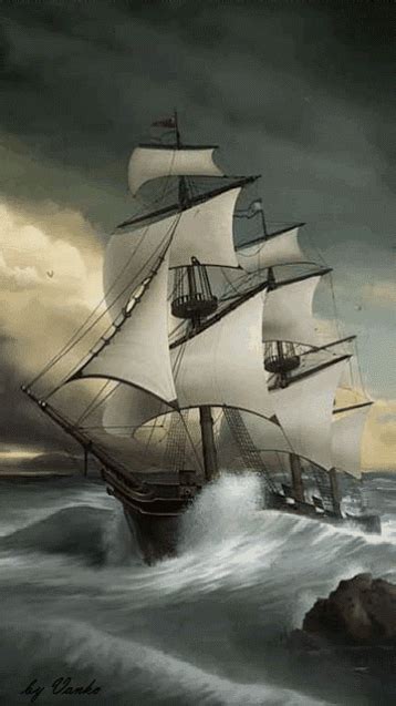 Animated Image Bateau Pirate Old Sailing Ships Sailing Vessel Stormy
