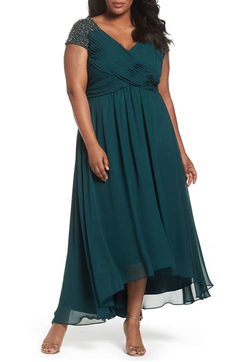 eliza j embellished pleated chiffon gown plus size nordstrom