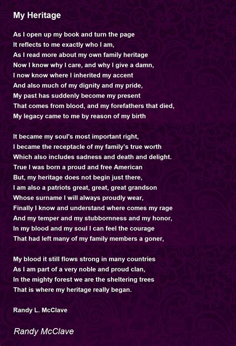 My Heritage My Heritage Poem By Randy Mcclave