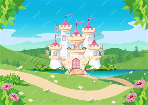 Premium Vector Fairytale Background With Princess Castle