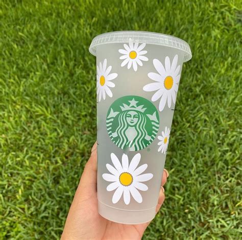 Daisy Cup Daisy Starbucks Cup Flower Cup Flower Starbucks Etsy