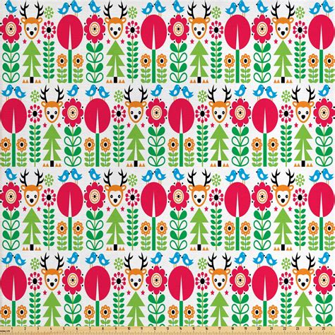 Norwegian Fabric By The Yard Floral Scandinavian Leaves Pattern