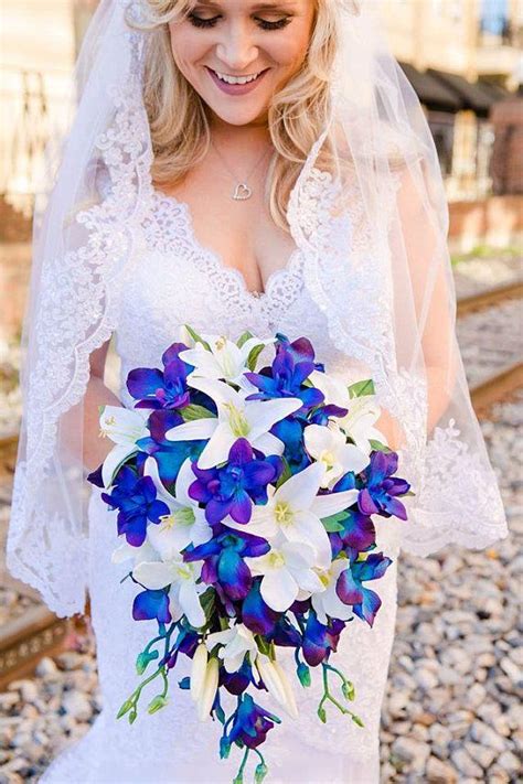 Brooklyns Cascade Bridal Bouquet White Orchids White Etsy