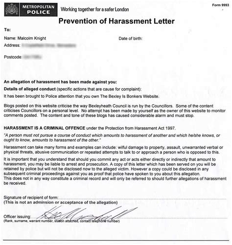 Warning Letter For Harassment Database Letter Templat