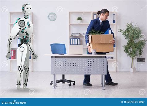 Concept Of Robots Replacing Humans In Offices Stock Image Image Of Intelligence Redundancy