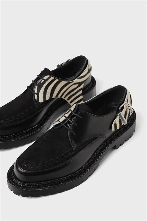 Image 4 Of Black Leather Shoes With Zebra Print From Zara In 2020