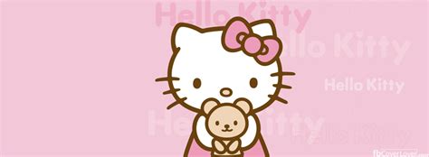 Hello Kitty With Teddy Bear Facebook Cover